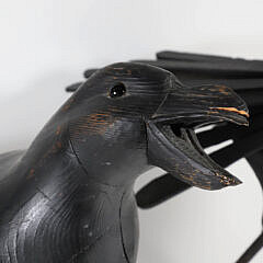 Pair of Large Carved Wood and Iron Ravens