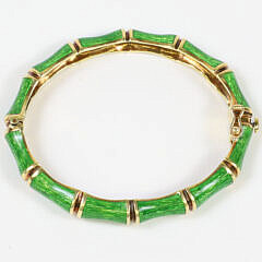 4-5635 18k Gold Tiffany & Co. Jean Schlumberger Green Enamel Bracelet A IMG_0006 7