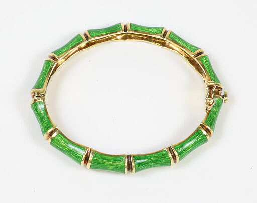4-5635 18k Gold Tiffany & Co. Jean Schlumberger Green Enamel Bracelet A IMG_0006 7