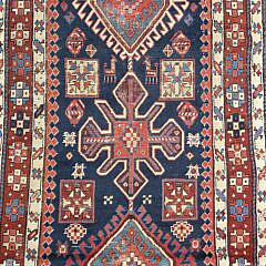 Antique Hand Knotted Caucasian Kazak Oriental Rug Carpet Runner