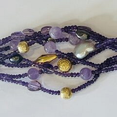 42111 Eight Strand Amethyst Fresh Pearl Bracelet C_IMG_7814