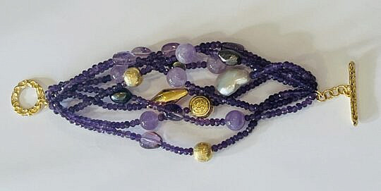 42111 Eight Strand Amethyst Fresh Pearl Bracelet C_IMG_7814