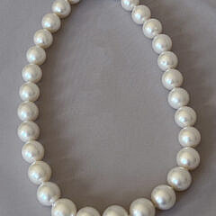 Fine 14mm x 17.3mm White South Sea Pearl Necklace, 14k White Gold and Diamond Clasp