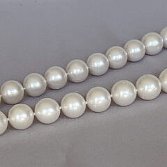 Fine 14mm x 17.3mm White South Sea Pearl Necklace, 14k White Gold and Diamond Clasp