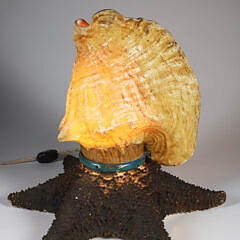 Vintage Conch Shell and Starfish Lamp