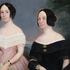 Jean Jacques Delanghe Oil on Panel “Portrait of Three Generations of Woman”, 19th Century
