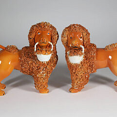 Pair of Italian Ceramic Poodles, 19th Century