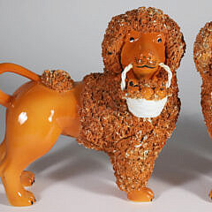 Pair of Italian Ceramic Poodles, 19th Century