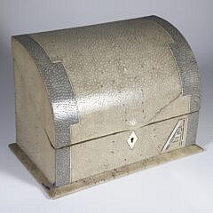 Shagreen Art Deco Letter Box, Two Tone Skin Hinged Top