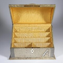 Shagreen Art Deco Letter Box, Two Tone Skin Hinged Top