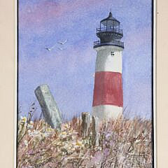 Jim Bresciano Watercolor “Sankaty Lighthouse”, circa 1996