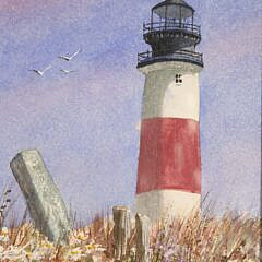Jim Bresciano Watercolor “Sankaty Lighthouse”, circa 1996