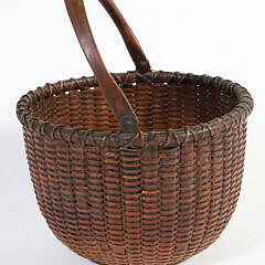 Antique Round Swing Handle Nantucket Basket, Circa 1890