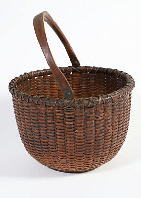 Antique Round Swing Handle Nantucket Basket, Circa 1890