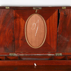 Brass Bound Dovetailed Mahogany Traveling Desk Box with Three Hidden Drawers, 19th Century