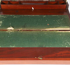 Brass Bound Dovetailed Mahogany Traveling Desk Box with Three Hidden Drawers, 19th Century