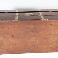 Brass Bound Dovetailed Mahogany Traveling Desk Box with Three Hidden Drawers, 19th Century
