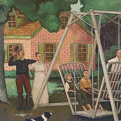 Steve L. Cull Oil on Canvas “The Yard Swing”