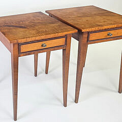 Pair of Eldred Wheeler Tiger Maple One Drawer Night Stands