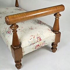 Antique Sheraton Tiger Maple Upholstered Day Bed