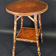 Antique English, “Tortoiseshell”, Bamboo Circular Side Table