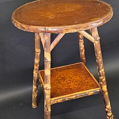 Antique English, “Tortoiseshell”, Bamboo Circular Side Table