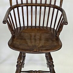 Set of Four English Oak Bow Back Windsor Bar Stools