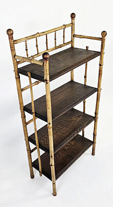 Antique English Bamboo Four Tier Etagere, 19th century