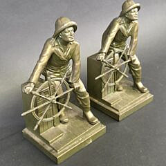 Pair of Jennings Brothers Bronze Clad Figural Gloucester Fisherman Bookends, 20th century