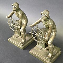 Pair of Jennings Brothers Bronze Clad Figural Gloucester Fisherman Bookends, 20th century