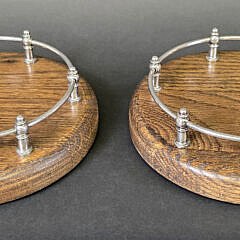 Pair of Oak and Silverplate Gallery Yacht Coasters, 20th century