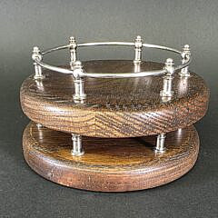 Pair of Oak and Silverplate Gallery Yacht Coasters, 20th century