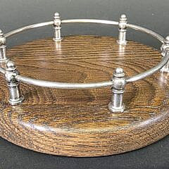 Pair of Oak and Silverplate Gallery Yacht Coasters, 20th century