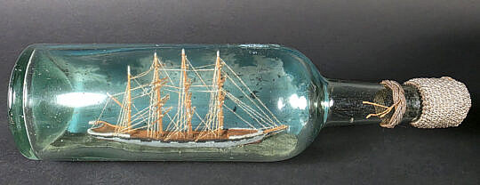 Vintage Sailor Made Four-Masted Ship in a Bottle, 20th century
