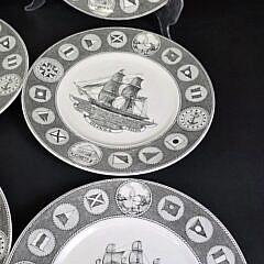 Set of Ten Vintage Wedgwood Sailing Ship Decorated Dinner Plates