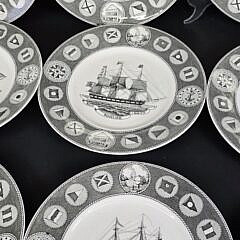 Set of Ten Vintage Wedgwood Sailing Ship Decorated Dinner Plates