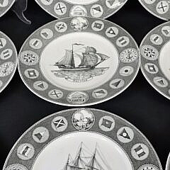 Set of Ten Vintage Wedgwood Sailing Ship Decorated Dinner Plates