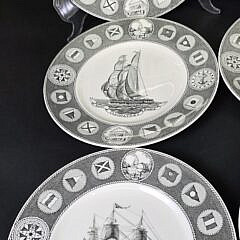 Set of Ten Vintage Wedgwood Sailing Ship Decorated Dinner Plates