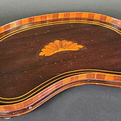 Antique Regency Kidney Shaped Satinwood Inlaid Serving Tray, 19th century