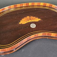 Antique Regency Kidney Shaped Satinwood Inlaid Serving Tray, 19th century