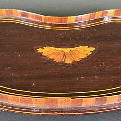 Antique Regency Kidney Shaped Satinwood Inlaid Serving Tray, 19th century