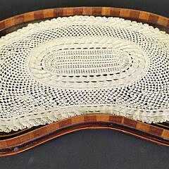 Antique Regency Kidney Shaped Satinwood Inlaid Serving Tray, 19th century
