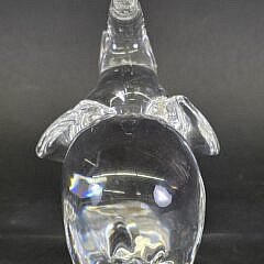 Vintage Signed Steuben Clear Crystal Figural Trumpeting Elephant Figurine