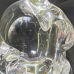 Vintage Signed Steuben Clear Crystal Figural Trumpeting Elephant Figurine