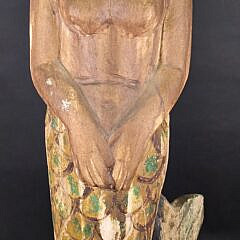 Vintage Carved and Painted Mermaid Ships Figurehead Statue, 20th century