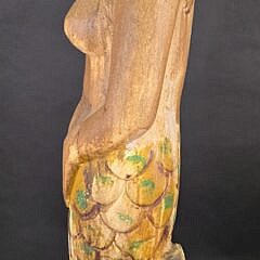 Vintage Carved and Painted Mermaid Ships Figurehead Statue, 20th century