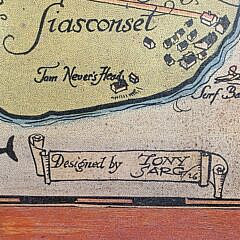 Original Tony Sarg Carved and Painted Nantucket Map Serving Tray, 20th century