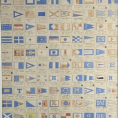 Scarce Nantucket American Folk Art Watercolor, “Signals of The Nantucket Whaling Fleet 1788-1865”, 20th century