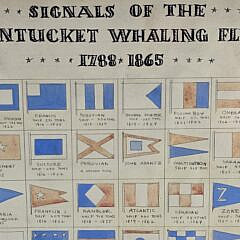 Scarce Nantucket American Folk Art Watercolor, “Signals of The Nantucket Whaling Fleet 1788-1865”, 20th century