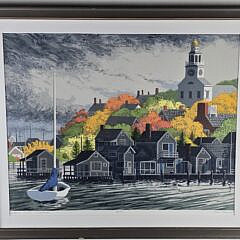 Donn Russell Limited Edition Silk Screen, “Autumn Watch Nantucket”, 20th century